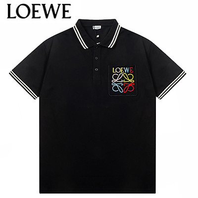 LOEWE-04014 로에베 아이보리 로고 아플리케 장식 폴로 티셔츠 남성용