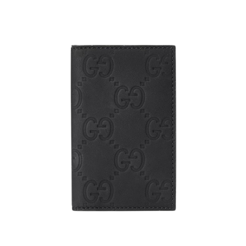 GUCCI-771317 1000 구찌 블랙 GG 러버 효과 롱 카드 케이스