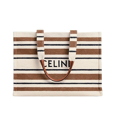 CELINE-196762 셀린느 브라운 스트라이프 텍스타일 라지 타이스 카바스