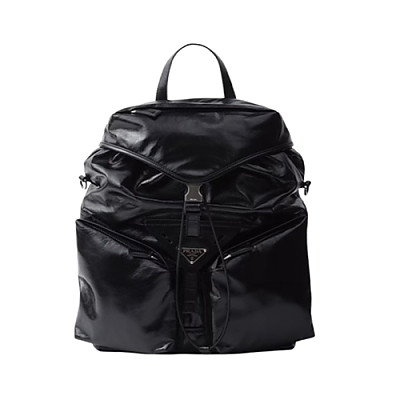 PRADA-2VZ108 프라다 블랙 유광가죽 멀티 포켓 백팩 30cm