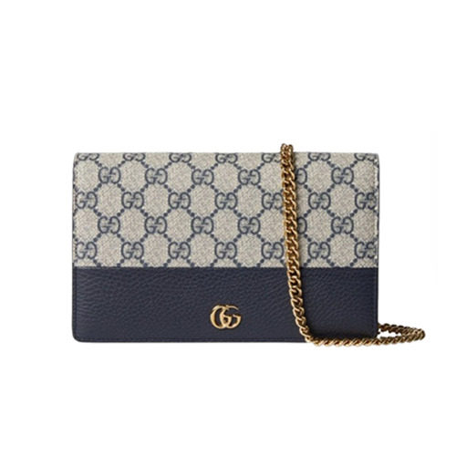 GUCCI-497985 4041 구찌 블루 GG 마몽 체인 바이컬러 지갑