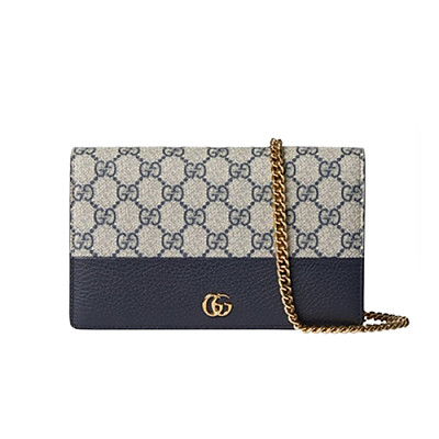 GUCCI-497985 4941 구찌 라이트 블루 가죽 GG 마몽 체인 달린 지갑