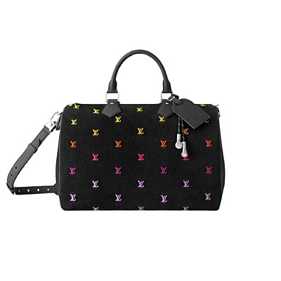 LOUIS VUITTON-M14136 루이비통 블랙 LV 블라종 데님 스피디 반둘리에 40