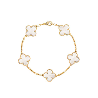 VAN CLEEF ARPELS-VCARA4 반클리프 실버 다이아몬드 빈티지 알함브라 브레이슬릿