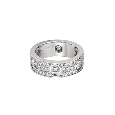 Cartier-N4210400 까르띠에 실버 파베 세팅 6 다이아몬드 클래식 LOVE 링
