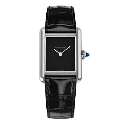 Cartier-까르띠에 탱크 머스트 스몰 쿼츠 블랙 다이얼 여성 워치 22mm