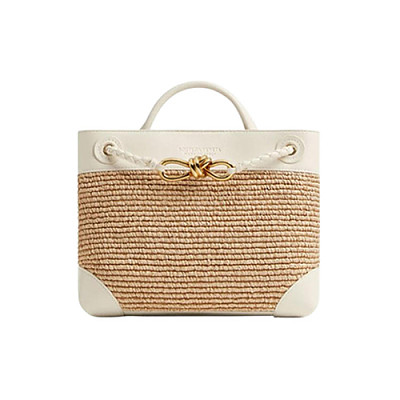 BOTTEGA VENETA-827478 보테가 베네타 화이트 라피아 스몰 안디아모