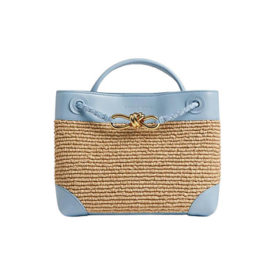 BOTTEGA VENETA-827478 보테가 베네타 블루 라피아 스몰 안디아모