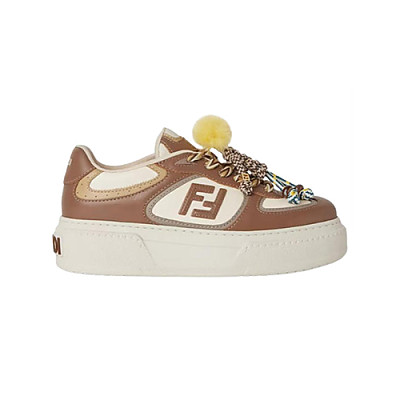FENDI-8E8721 펜디 핑크 가죽 펜디 매치 로우탑 플랫폼 참 슈즈 여성용