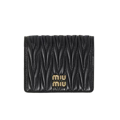 MIUMIU-5MV204 미우미우 블랙 마테라쎄 나파 가죽 반지갑