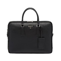 PRADA-2VE022 프라다 커피 사피아노 가죽 브리프케이스