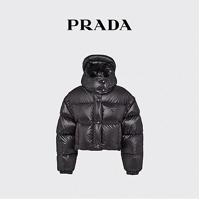 PRADA-112400 프라다 2025 가을/겨울 신상 여성용 후드 퀼팅 패딩 점퍼 블랙 여성용