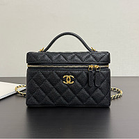 CHANEL-04248 샤넬 블랙 캐비어 가죽 미니 바니티 케이스