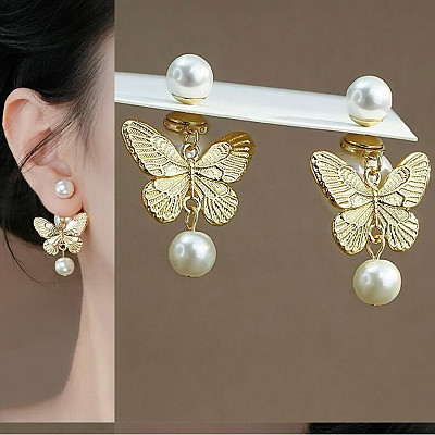 DIOR-6053 디올 나비 리본 CD 진주 귀걸이