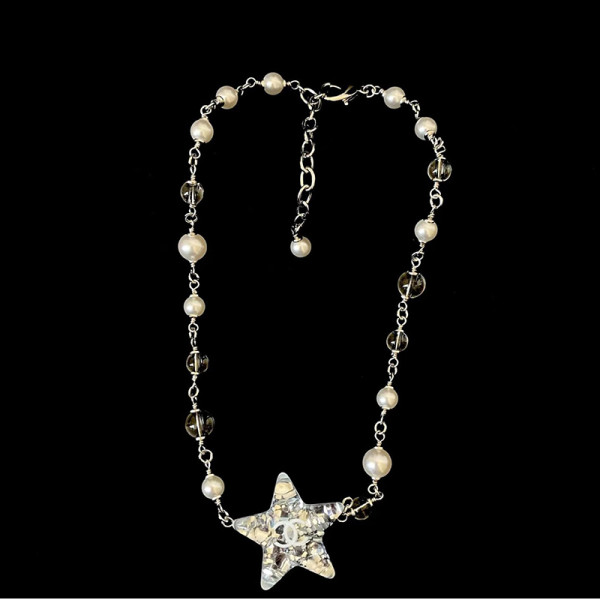 CHANEL-7617 샤넬 스타 글리터 아크릴 유리 진주 목걸이