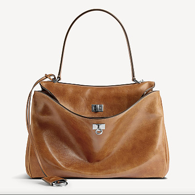 BALENCIAGA-789772 발렌시아가 카키 은장 로데오 미디엄 핸드백