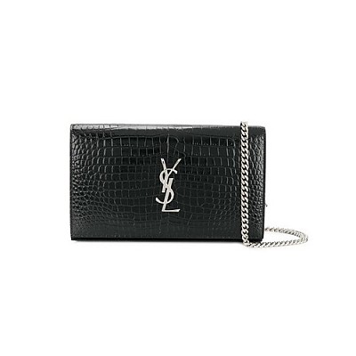 [스페셜오더]SAINT LAURENT-377829 생 로랑 그레이 골드 크로커다일 무늬 모노그램 체인 지갑