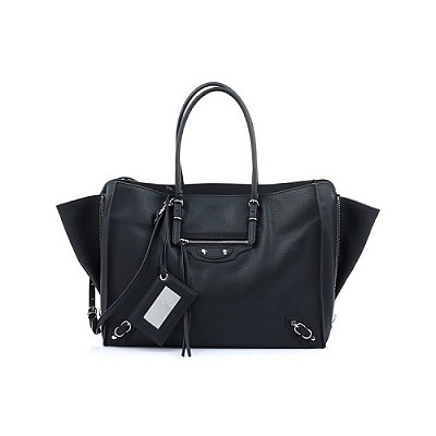 BALENCIAGA-432596 발렌시아가 블랙 파피에 지퍼 어라운드 핸드백 B4