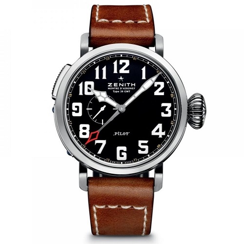 [스폐셜오더]ZENITH-제니스 파일럿 몬트레 디에로네프 타입 20 엑스트라 GMT 블랙 다이얼 남자시계 48mm