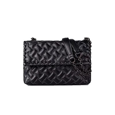 [스페셜오더]BOTTEGA VENETA-405739 보테가 베네타 네로 인트레치아토 나파 마이크로 스터드 올림피아 백