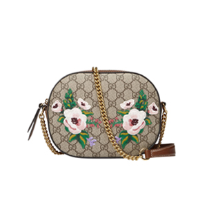 GUCCI-409535 8315 구찌 GG 수프림 캔버스 미니 아플리케 자수 체인 숄더백