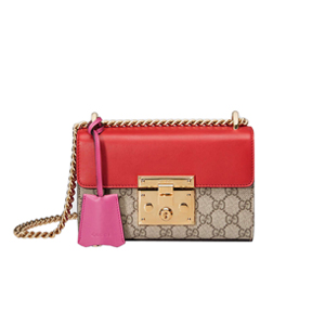 [스페셜오더]GUCCI-409487 9797 구찌 [Padlock] 스몰 오렌지페이던트가죽  GG 수프림 숄더백