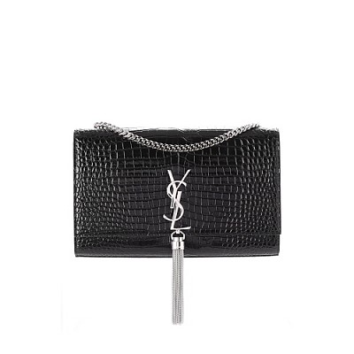 [스페셜오더]SAINT LAURENT-354119 생 로랑 블랙 크로커다일 태슬 미디엄 케이트 사첼백