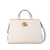 [스페셜오더]GUCCI-443505 9022 구찌 마몽 GG 스터드 장식 화이트 마틀라세 탑 핸들백