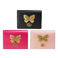 [스페셜오더]GUCCI-499361 5969 구찌 라이트 핑크 가죽 나비 스터드 카드 케이스