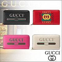 [스페셜오더]GUCCI-496317 8163 구찌 프린트 로고 블랙 지퍼 어라운드 장지갑