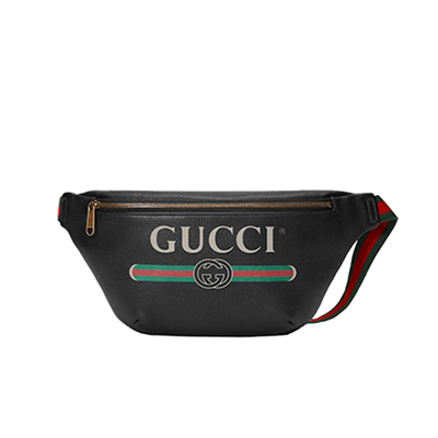 [스페셜오더]GUCCI 493869-8164 구찌 블랙가죽 프린트 로고 벨트백