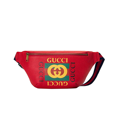 [스페셜오더]GUCCI 493869-8164 구찌 블랙가죽 프린트 로고 벨트백