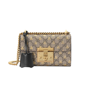 [스페셜오더]GUCCI-409487 9797 구찌 [Padlock] 스몰 오렌지페이던트가죽  GG 수프림 숄더백