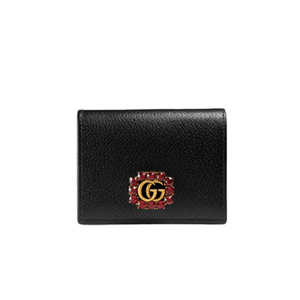 [스페셜오더]GUCCI-499783 5871 구찌 빈티지 브로슈 크리스탈 핑크 가죽 카드 케이스