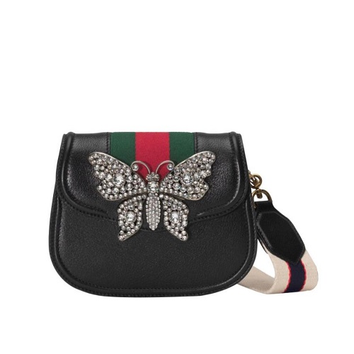 [스페셜오더]GUCCI 505387-8478 구찌 토템 나비 디테일 블랙가죽 숄더백