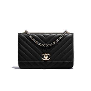 CHANEL-AP1450 샤넬 블랙 램스킨 골드볼 WOC 월릿 온 체인 19cm