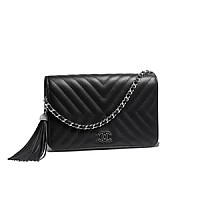 CHANEL-AP1450 샤넬 블랙 램스킨 골드볼 WOC 월릿 온 체인 19cm