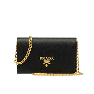 PRADA-1BP005 프라다 메탈 체인 숄더 스트랩 스몰 숄더백 블랙