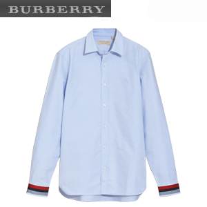 BURBERRYI-40437311 버버리 화이트 레지멘탈 커프 디테일 옥스포드 코튼 셔츠 남성용