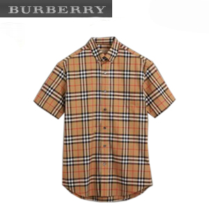 [스페셜오더]BURBERRY-80029271 버버리 쇼트 슬리브 초크 옐로 체크 셔츠