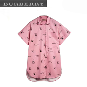 [스페셜오더]BURBERRY-80019781 버버리 쇼트 슬리브 아카이브 로고 프린트 스트레치 코튼 셔츠