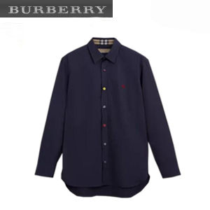 [스페셜오더]BURBERRY-80030831 버버리 컨트라스트 버튼 스트레치 페일 블루 코튼 셔츠