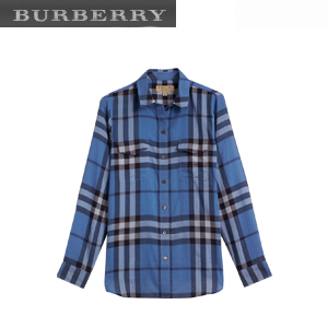 BURBERRY-40212441 버버리 토프 브라운 체크 코튼 셔츠 여성용