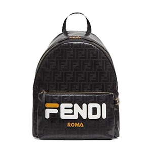 [스페셜오더]FENDI-7VZ042 펜디 브라운 FF 페브릭 Fendi Mania 레터링 장식 백팩