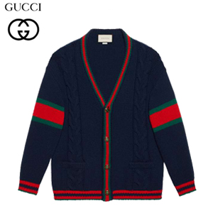 GUCCI-497037 1082 구찌 블랙 울 오버사이즈 케이블 니트 가디건