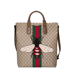 GUCCI-437549 8967 구찌 Animalier GG 수프림 캔버스 벌 자수 토트백