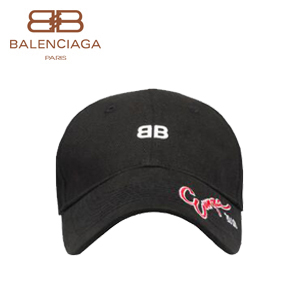 BALENCIAGA-499071 발렌시아가 코튼 캔버스 BALENCIAGA 로도 자수 블루 클래식 베이스볼 캡