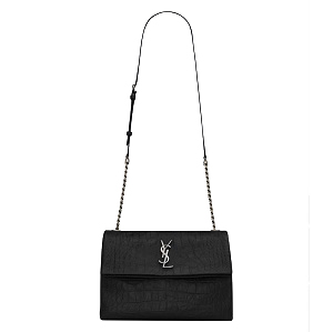 [스페셜오더]SAINT LAURENT-438176C 생로랑 블랙 크로커다일 무늬 체인 스트랩 클래식 폴드-오버 백