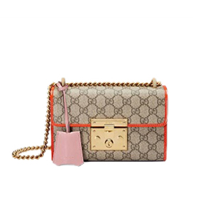 [스페셜오더]GUCCI-409487 9797 구찌 [Padlock] 스몰 오렌지페이던트가죽  GG 수프림 숄더백