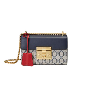 [스페셜오더]GUCCI-409487 9797 구찌 [Padlock] 스몰 오렌지페이던트가죽  GG 수프림 숄더백